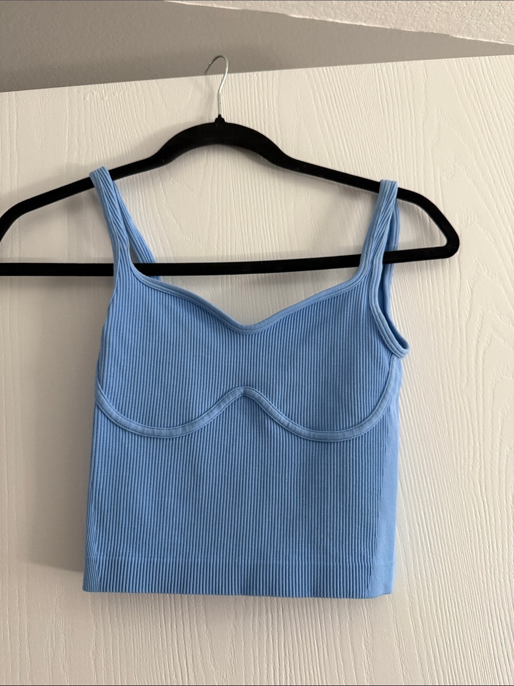 Amazon Blue Ribbed Tank Top with Bust Detail